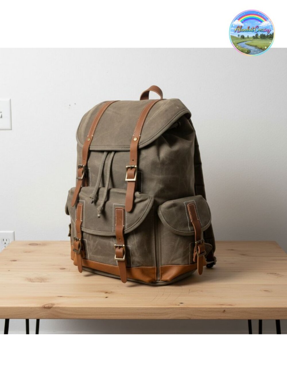 Waxed Canvas Rucksack Backpack Water Resistant Vintage Laptop Bag